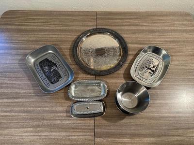 SILVER PLATED AND PEWTER SERVING PIECES