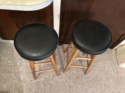 2 VINYL TOP BAR STOOLS