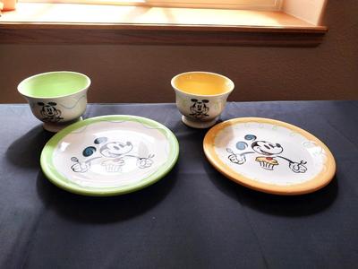 DISNEY STORE/MICKEY MOUSE TWO SOUP BOWLS AND MATCHING PLATE