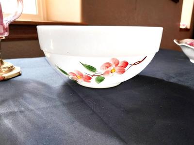 BAVARIA PLATTER-MILK GLASS BOWL AND CANDLE HOLDERS