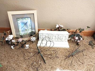 METAL BUTTERFLY & GRASSHOPPER AND OTHER DECOR