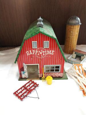 VINTAGE TIN BARNHOUSE AND SILO