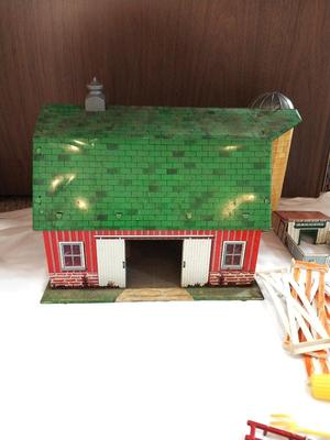 VINTAGE TIN BARNHOUSE AND SILO