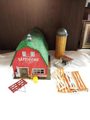 VINTAGE TIN BARNHOUSE AND SILO