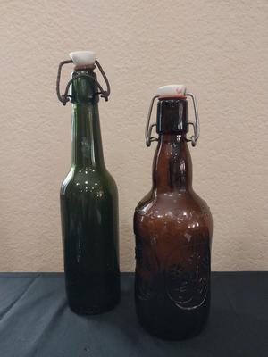 VINTAGE LIQUOR BOTTLES AND KIRIN BEER GLASSES