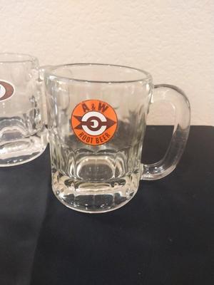 A&W MUGS AND SMALL COKE GLASS