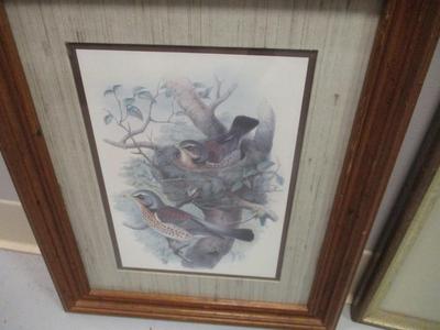Pair Of Vintage F. Massa Artwork Print Cardinals Perched On Tree Approx 15" x 19 1/2"