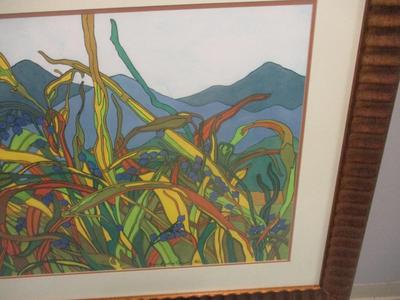 Large Faren Sanders Crews Framed "Jose's Tears" Lithgraph Artwork 51" 3/4" x 37"