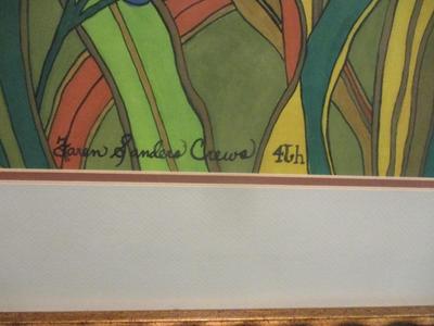 Large Faren Sanders Crews Framed "Jose's Tears" Lithgraph Artwork 51" 3/4" x 37"