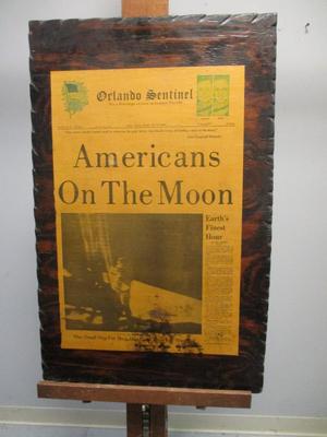 Original Moon Landing Newspaper Headline Decoupage 19" x 30"