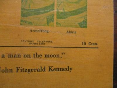 Original Moon Landing Newspaper Headline Decoupage 19" x 30"