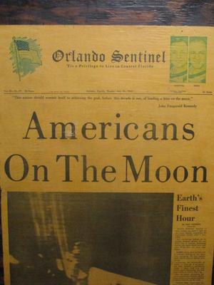 Original Moon Landing Newspaper Headline Decoupage 19" x 30"