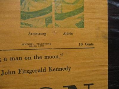 Original Moon Landing Newspaper Headline Decoupage 19" x 30"