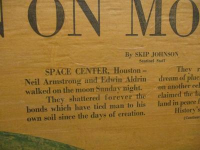 Original Moon Landing Newspaper Headline Decoupage 19" x 30"