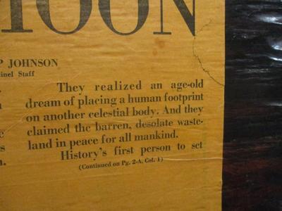 Original Moon Landing Newspaper Headline Decoupage 19" x 30"