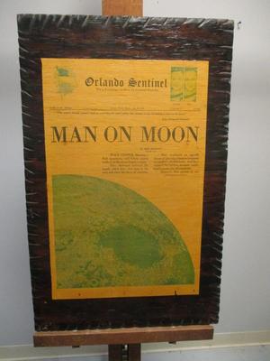 Original Moon Landing Newspaper Headline Decoupage 19" x 30"