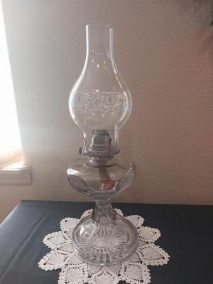 OIL LAMR AND GLASS CANDLESTICK HOLDERS