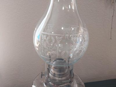 OIL LAMR AND GLASS CANDLESTICK HOLDERS