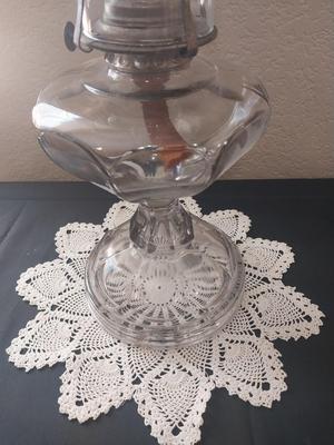 OIL LAMR AND GLASS CANDLESTICK HOLDERS