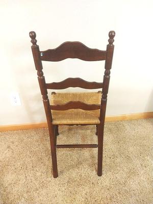 VINTAGE WOODEN CHAIR WITH WICKER SEAT