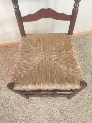 VINTAGE WOODEN CHAIR WITH WICKER SEAT