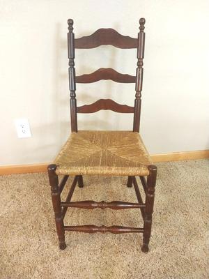 VINTAGE WOODEN CHAIR WITH WICKER SEAT
