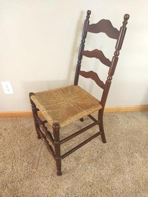 VINTAGE WOODEN CHAIR WITH WICKER SEAT