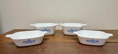 Vintage Set of 4 Corning Ware Blue Cornflower Ceramic Baking Pans