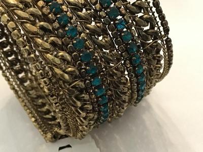 Blue Rhinestones Gold Tone India New With Tags