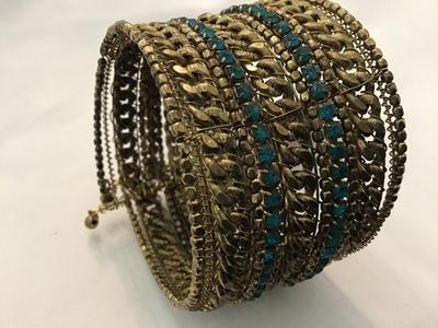 Blue Rhinestones Gold Tone India New With Tags