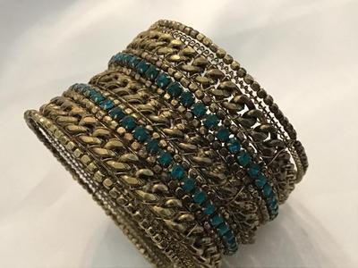 Blue Rhinestones Gold Tone India New With Tags