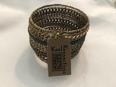 Blue Rhinestones Gold Tone India New With Tags