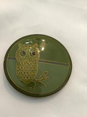 Vintage Enamel Owl Belt Buckle Brass Like