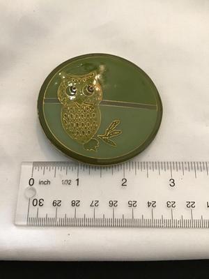 Vintage Enamel Owl Belt Buckle Brass Like
