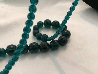 Aqua Green Glass Necklace Vintage Pretty Color