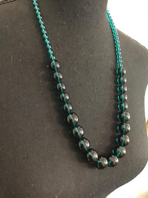 Aqua Green Glass Necklace Vintage Pretty Color
