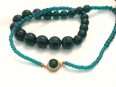 Aqua Green Glass Necklace Vintage Pretty Color