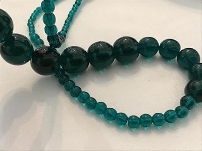 Aqua Green Glass Necklace Vintage Pretty Color