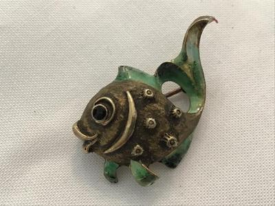 Antique Alice Cavine 1950 Germany Sterling Silver Enamel Brooch