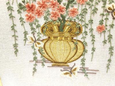 Lot #2 Vintage Crewel Work Floral Scene - framed