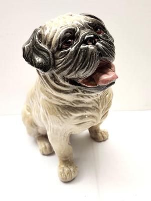 Lot #5 Italian Terracotta Pug Sculpture - cute!