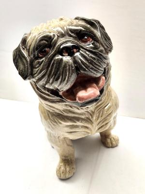 Lot #5 Italian Terracotta Pug Sculpture - cute!
