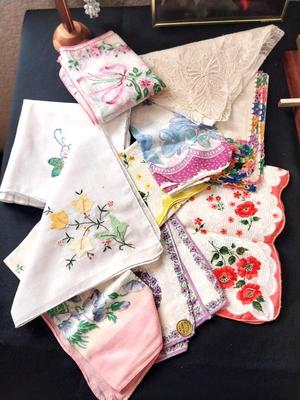 LADIES HANKIES-CROSSES-SMALL GLASS LAMP AND MORE
