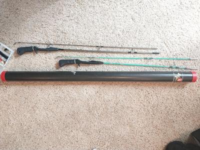 TWO POLES IN TUBE HOLDER AND BAIT