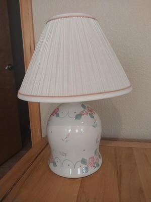 WOODEN THREE DRAWER NIGHTDTSND AND SMALL LAMP