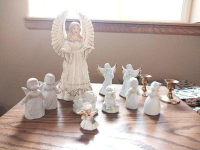 VARIETY OF ANGLES AND BRASS CANDLE HOLDERS