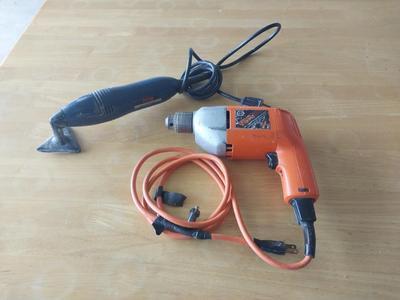 BLACK & DECKER 3/8" DRILL AND RYOBI DETAIL SANDER