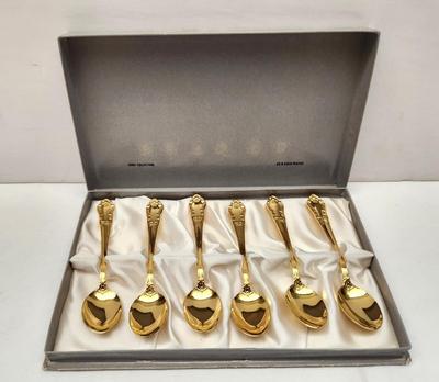 Lot #6 Lot of Cased Demitasse Spoons - 24kt gold plated, set of 6