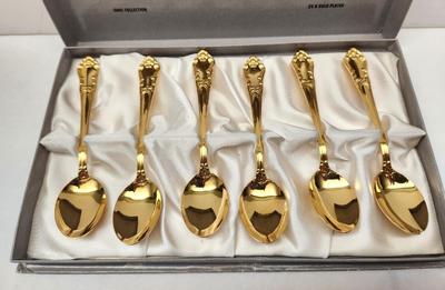 Lot #6 Lot of Cased Demitasse Spoons - 24kt gold plated, set of 6