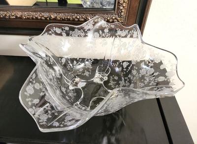 Lot #8 Vintage Cambridge Glass Rose Point Footed Bowl